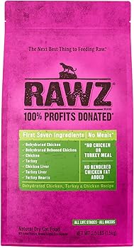 RAWZ Meal Free Dehydrated Chicken, Turkey, and Chicken Recipe Dry Food